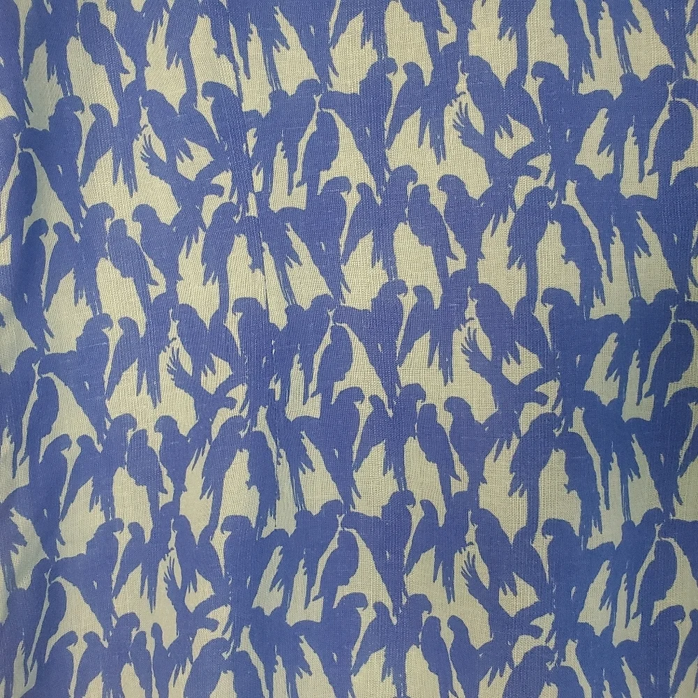 Vineyard Vines Sz S linen/viscose embroidered neck "PARROT"🦜 print c-up blouse - Picture 10 of 10